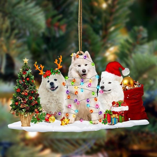 Samoyed-Christmas Dog Friends Hanging Ornament