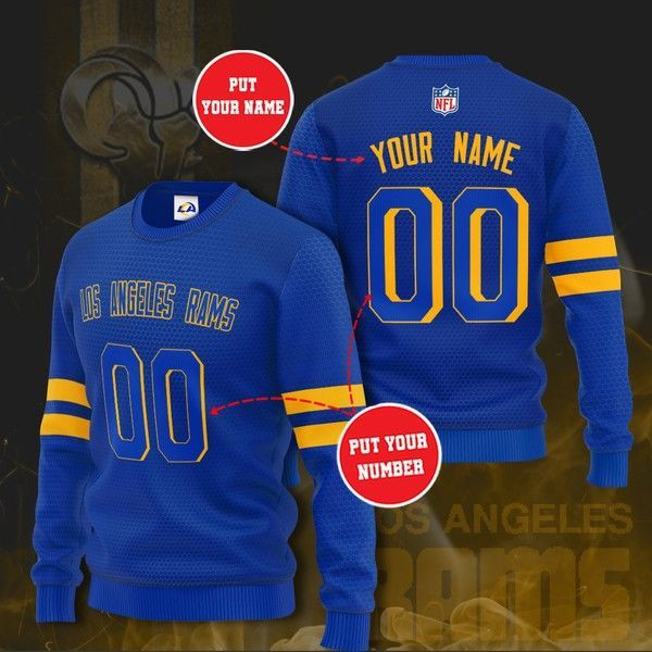 Personalized Los Angeles Rams Football Team All Over Print 3D Sweatshirt-Blue