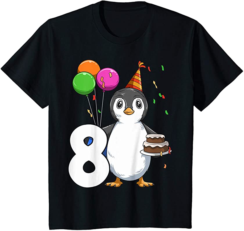 Kids Penguin Birthday 8 Penguin 8th Birthday Outfit Penguin Party T-Shirt