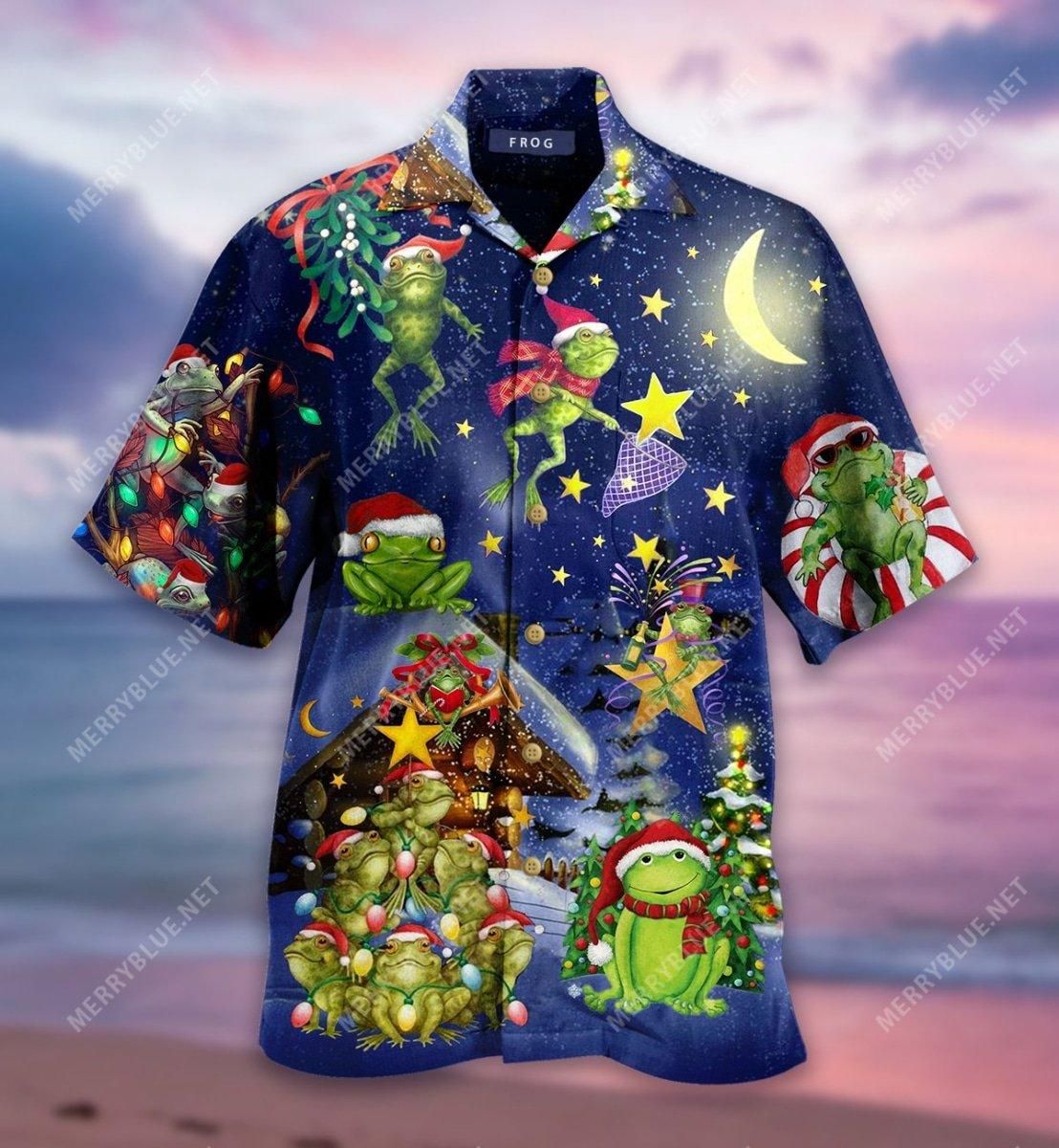 Frog Xmas Aloha Hawaii Shirt Colorful Short Sleeve Summer Beach Casual For Men And Women Ha97085