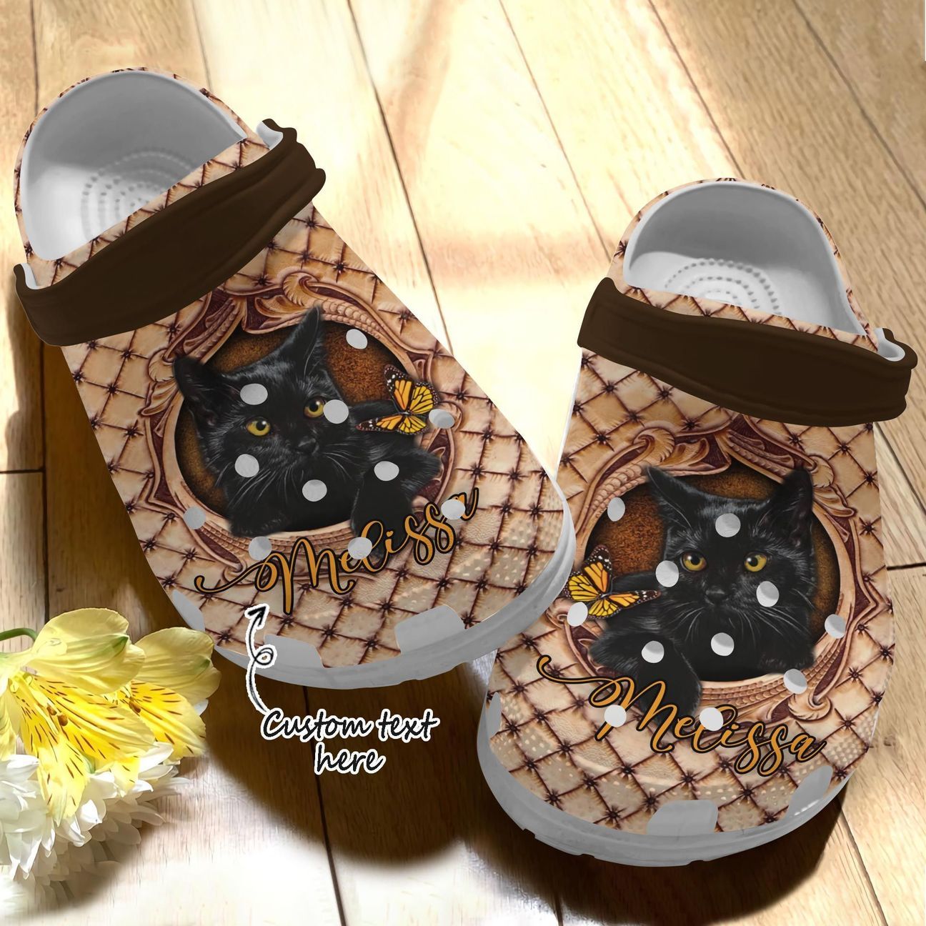 Cat Personalized Clog, Custom Name, Text Elegant Black Cat, Fashion Style For Women, Men, Kid, Print 3D