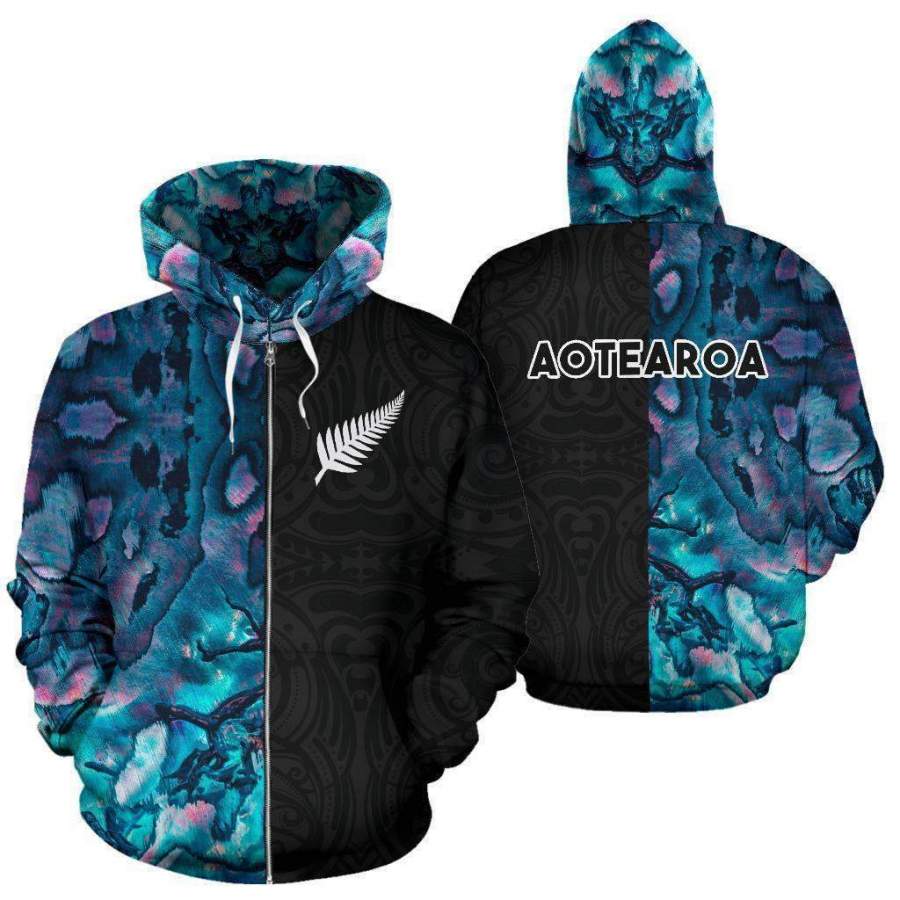 Aotearoa Paua Shell Hoodie Silver Fern – Half Style HC1207