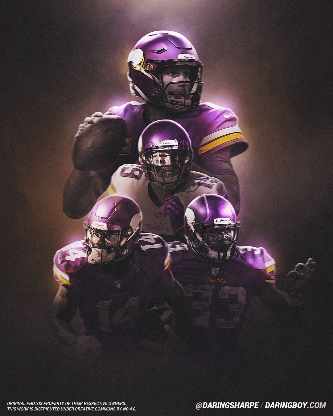 Minnesota Vikings Kirk Cousins #8 Adam Thielen #19 Stefon Diggs #14 Dalvin Cooks #33 Poster For Fans poster canvas