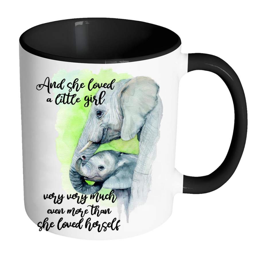 And She Loved Little Girl Very Very Much Even More Than She She Loved Herself, Elephant Design – Full-Wrap Coffee Colors Accent Mug