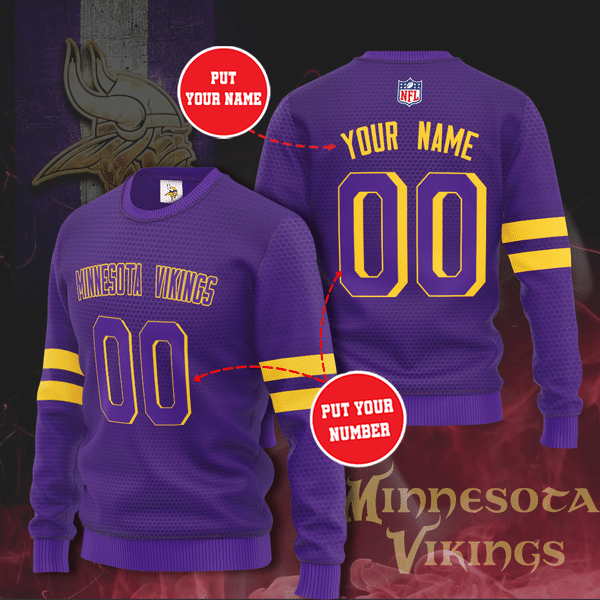 Personalized Minnesota Vikings Football Team All Over Print 3D Sweatshirt-Purple