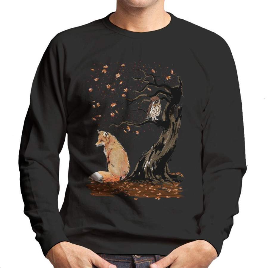 Animals Winds Of Autumn Fox And Owl Men’s Sweatshirt