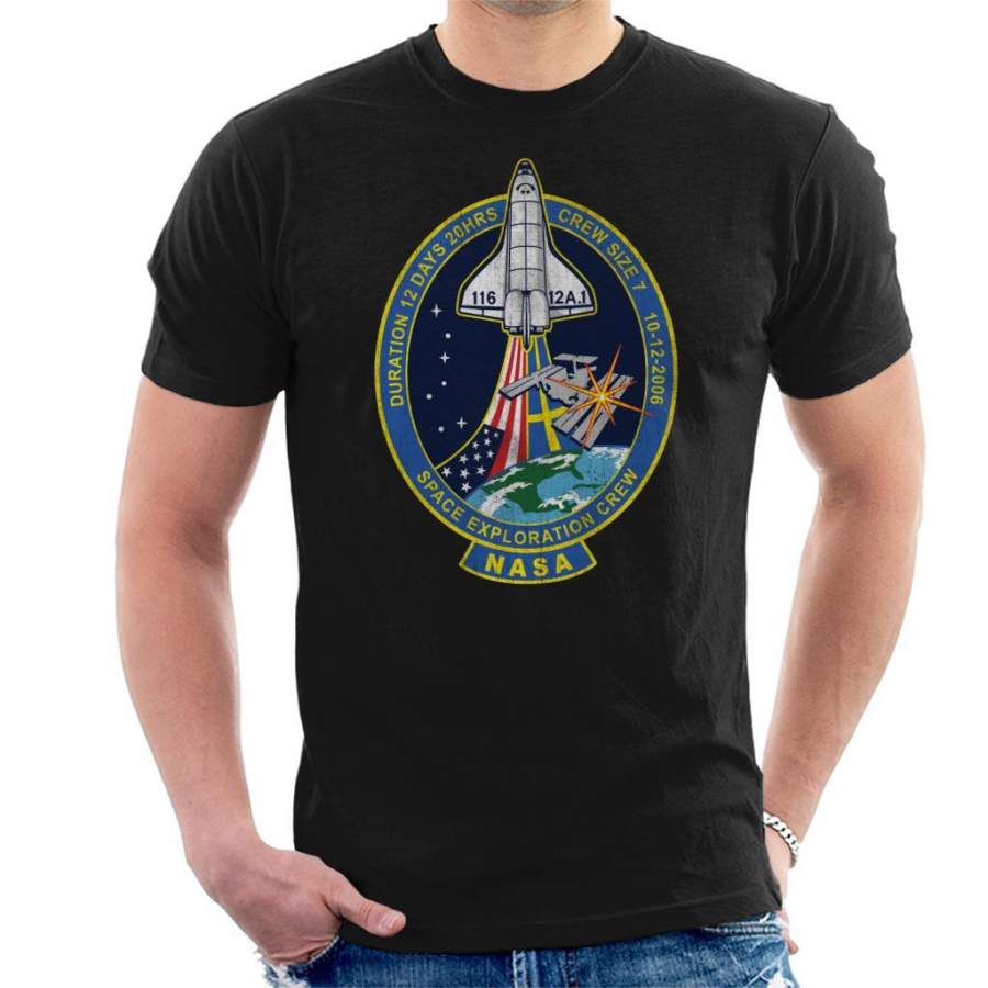 NASA STS 116 Discovery Mission Badge Distressed Men’s T-Shirt