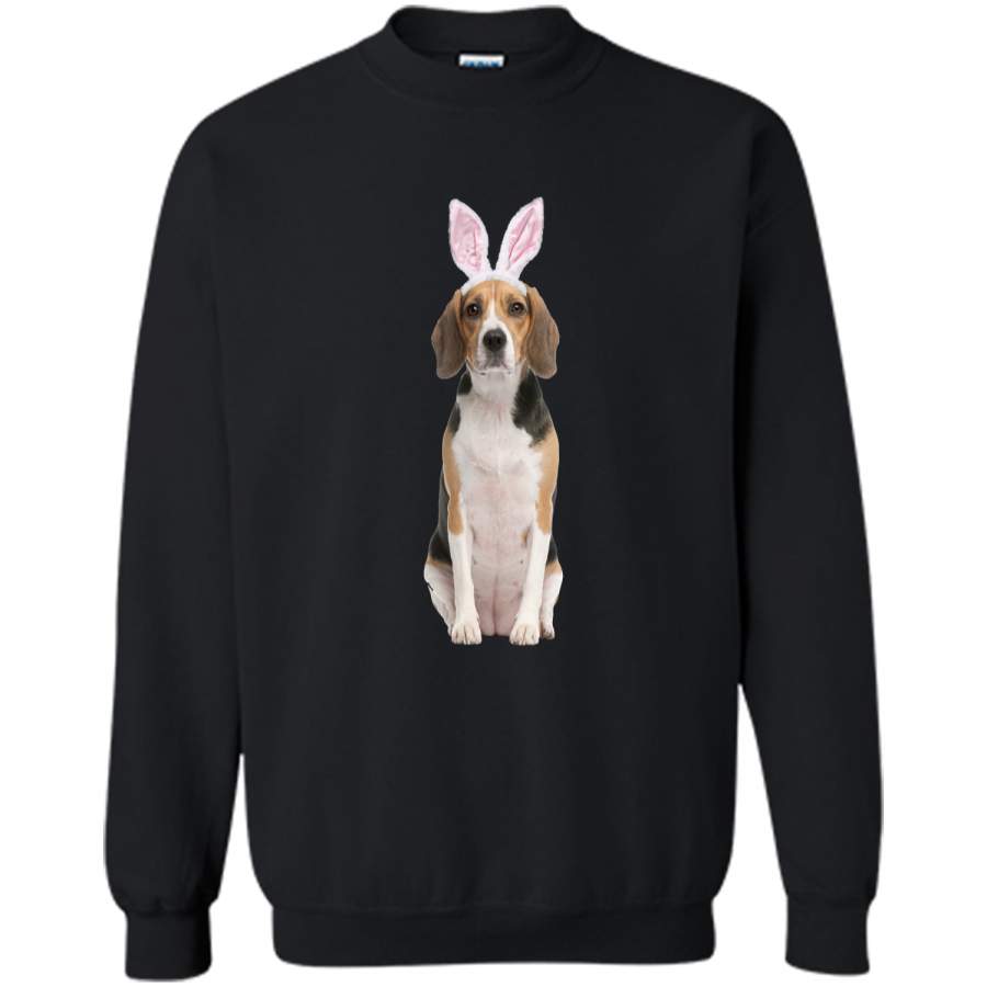 Beagle Wearing Easter Bunny Ears Dog T-Shirt Printed Crewneck Pullover Sweatshirt 8 oz