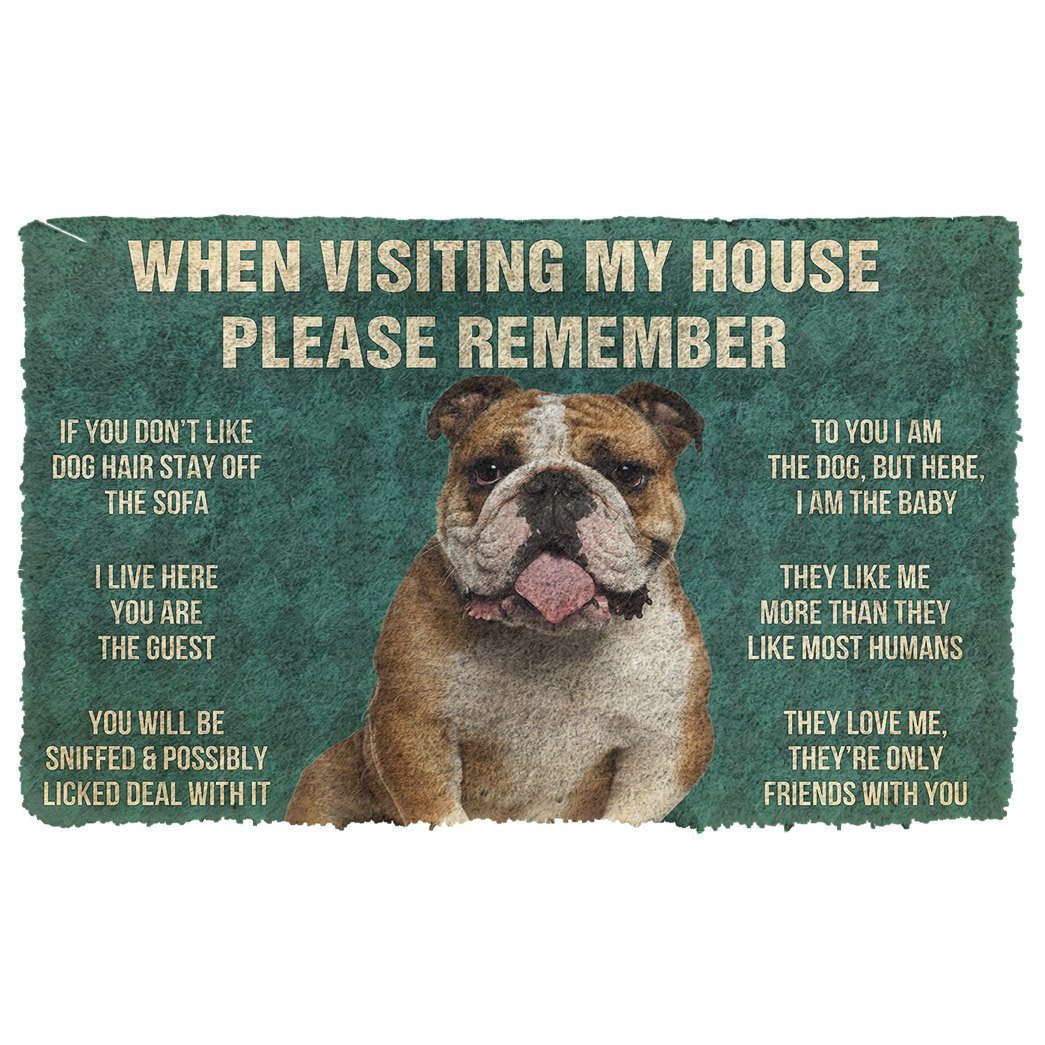 Gearhumans  GearHuman 3D Please Remember Bulldog Dog’s House Rules Doormat