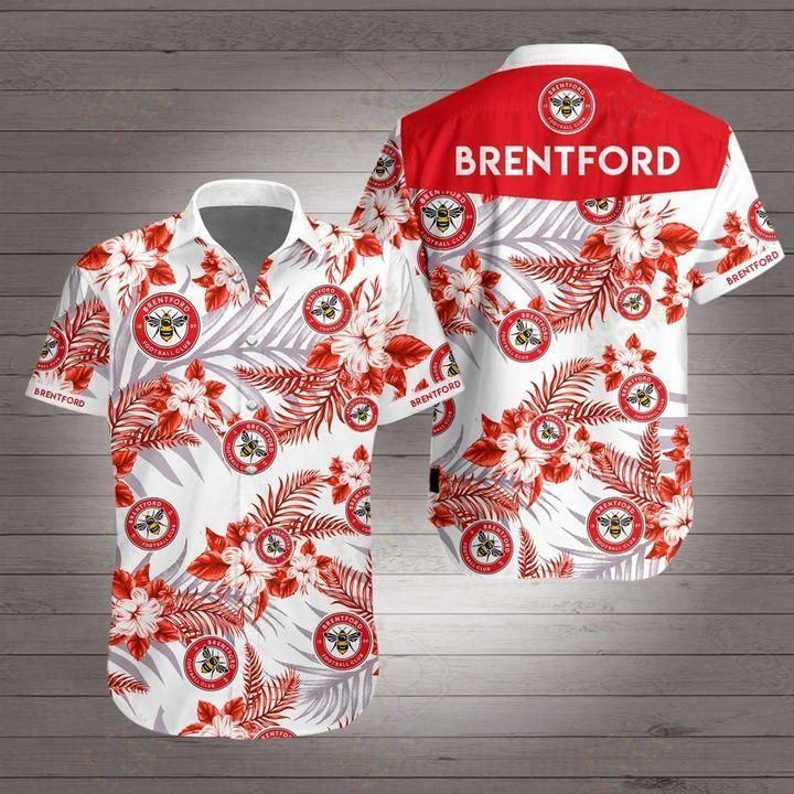 New Fashion Brentford football club Hawaiian Shirt White Men Women Beach Wear Short Sleeve Hawaii Shirt