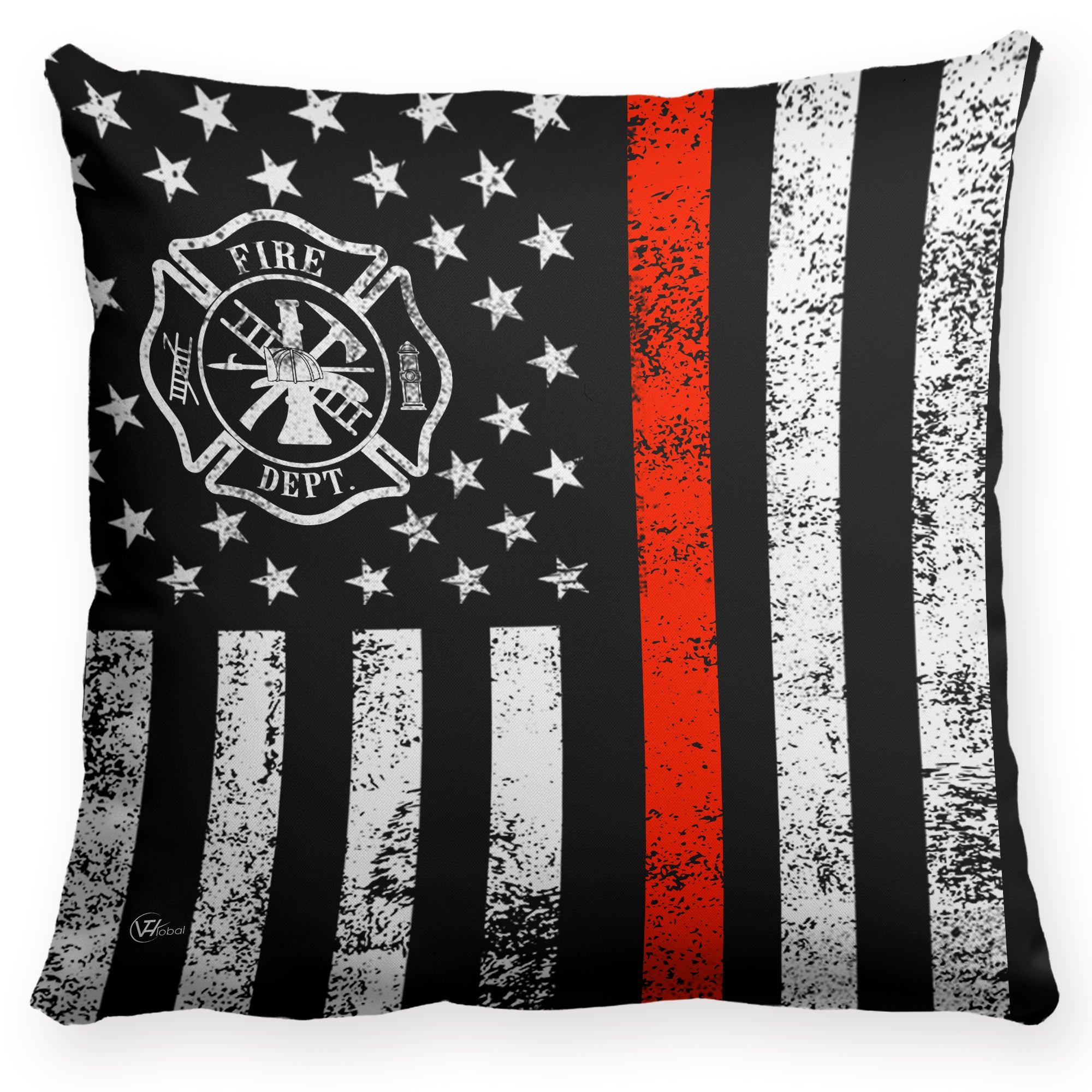 Volunteer Firefighter Fireman Thin Red Line Redline Fire Department American Flag Throw Pillow Home Decor