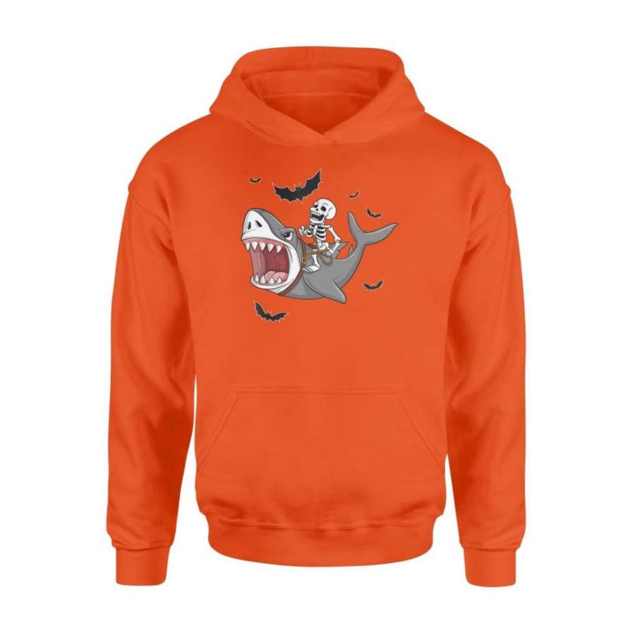 Skeleton Riding Shark Funny Halloween Boys Girls – Standard Hoodie