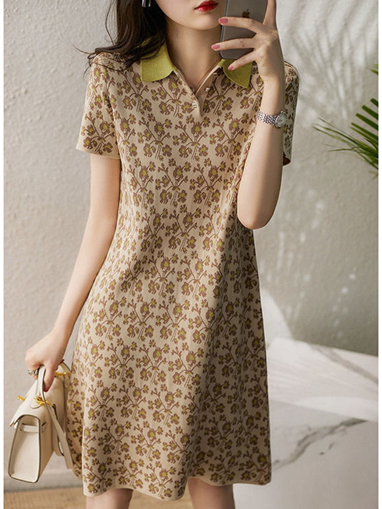 Summer New Vintage Elegant Fashion Print Dress Women Aesthetic Kawaii Chic Vestidos De Fiesta Casual Floral Sweat Robe Femme alx