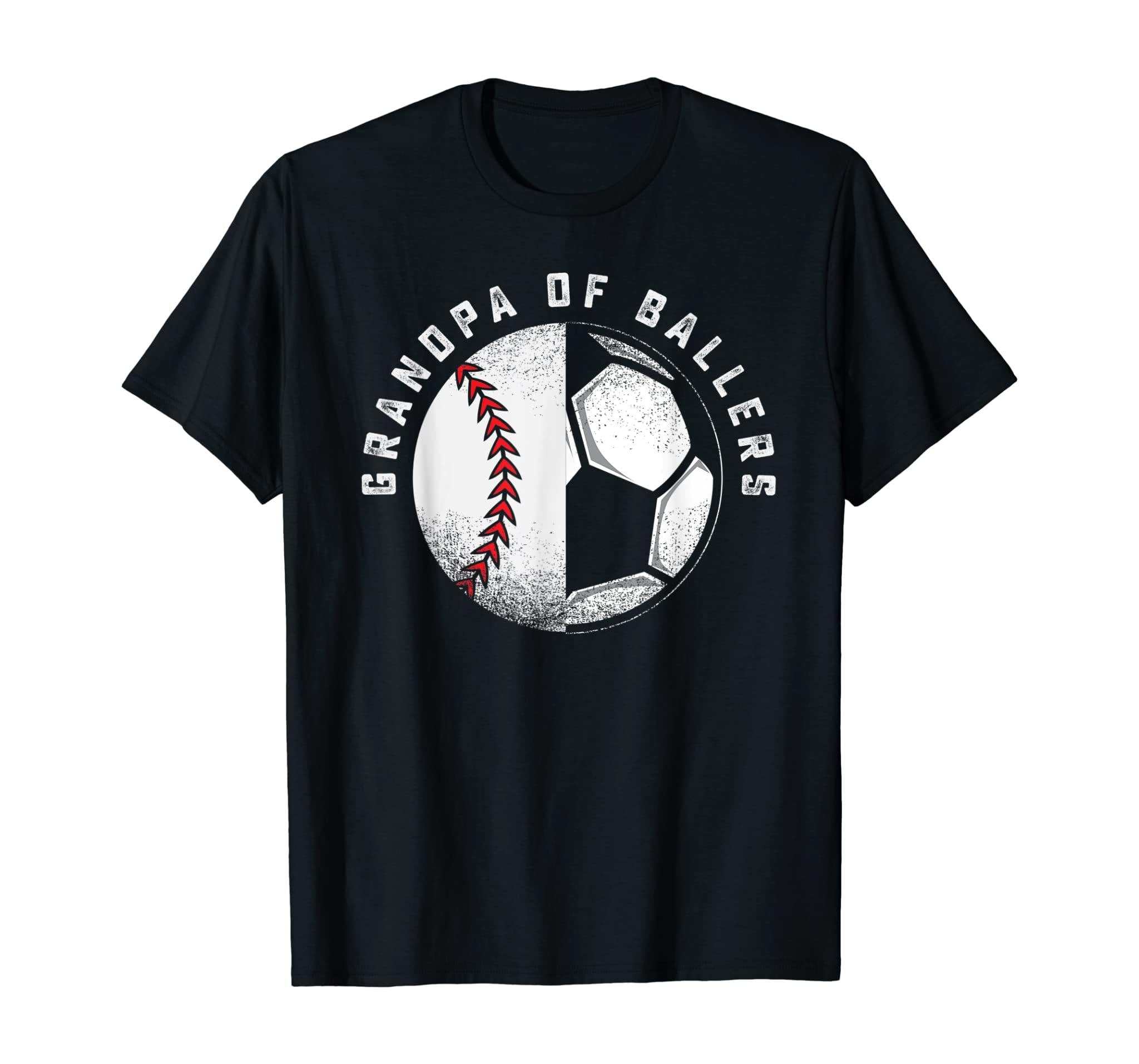 Fron Grandkids Grandpa Gift Soccer Baseball Player Grandson T-Shirt