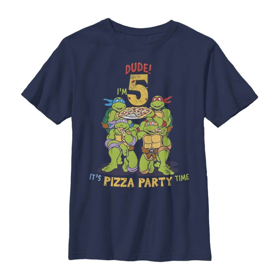 Teenage Mutant Ninja Turtles Boy’s 5th Birthday Pizza Party  T Shirt