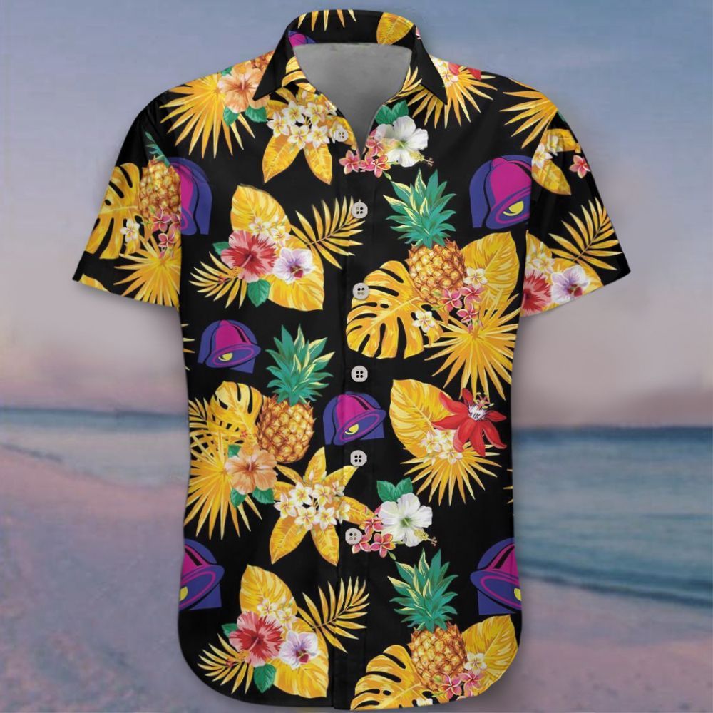 Taco Bell Hawaii Shirt Yellow Black Pineapple Hibiscus Floral Tropical For Men Women Ha48167