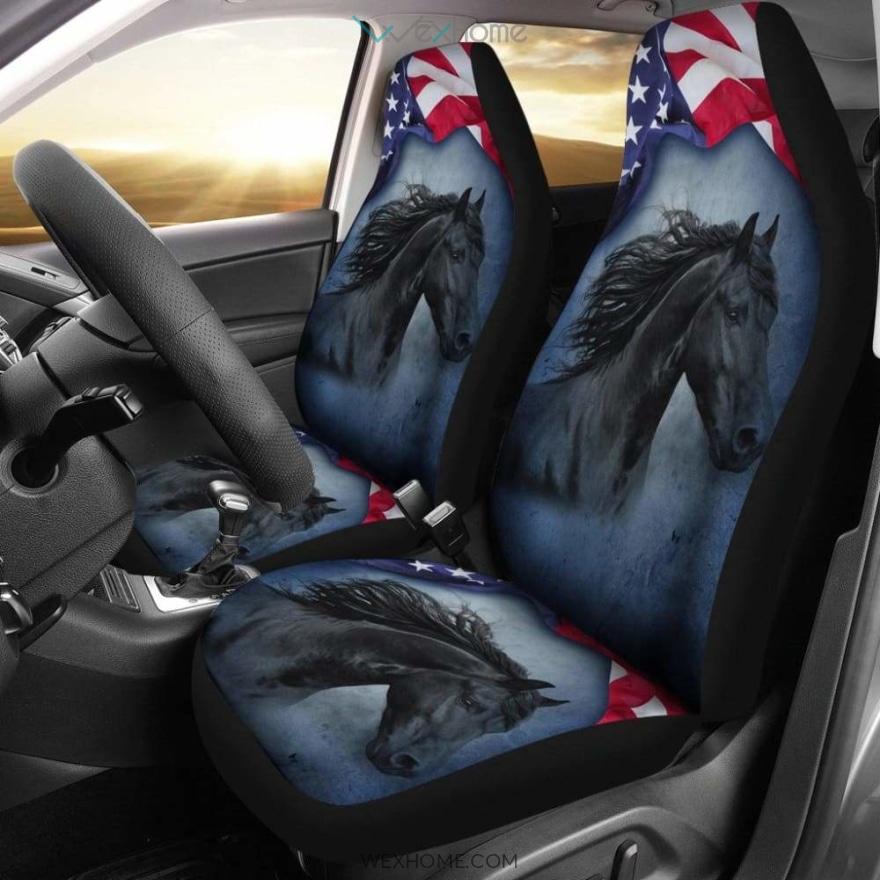 American Flag Wild Horse Car Seat Covers