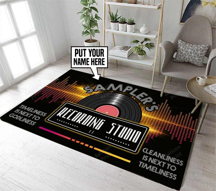 Personalized Music Studio Area Rug Carpet Vintage Home Decor Gift Idea 11