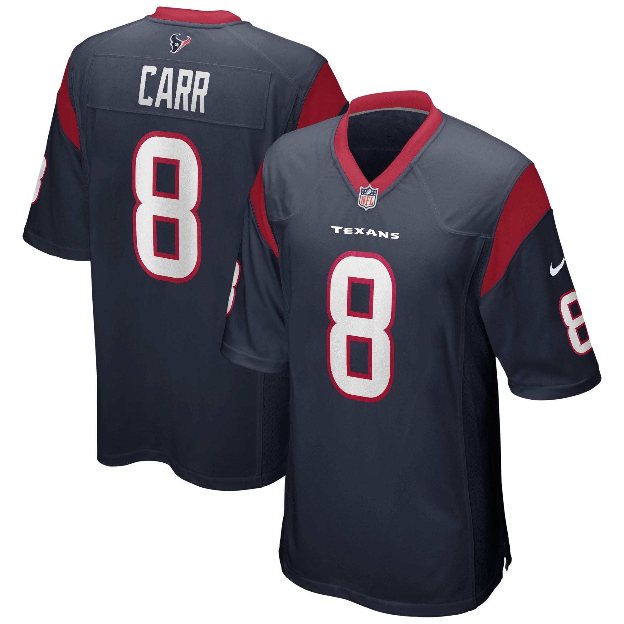 Men’s Houston Texans David Carr Navy Game Retired Player Jersey