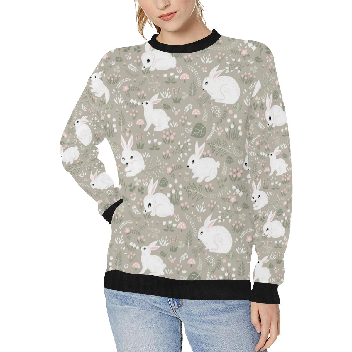 Cute Rabbit Pattern Women’s Crew Neck Sweatshirt