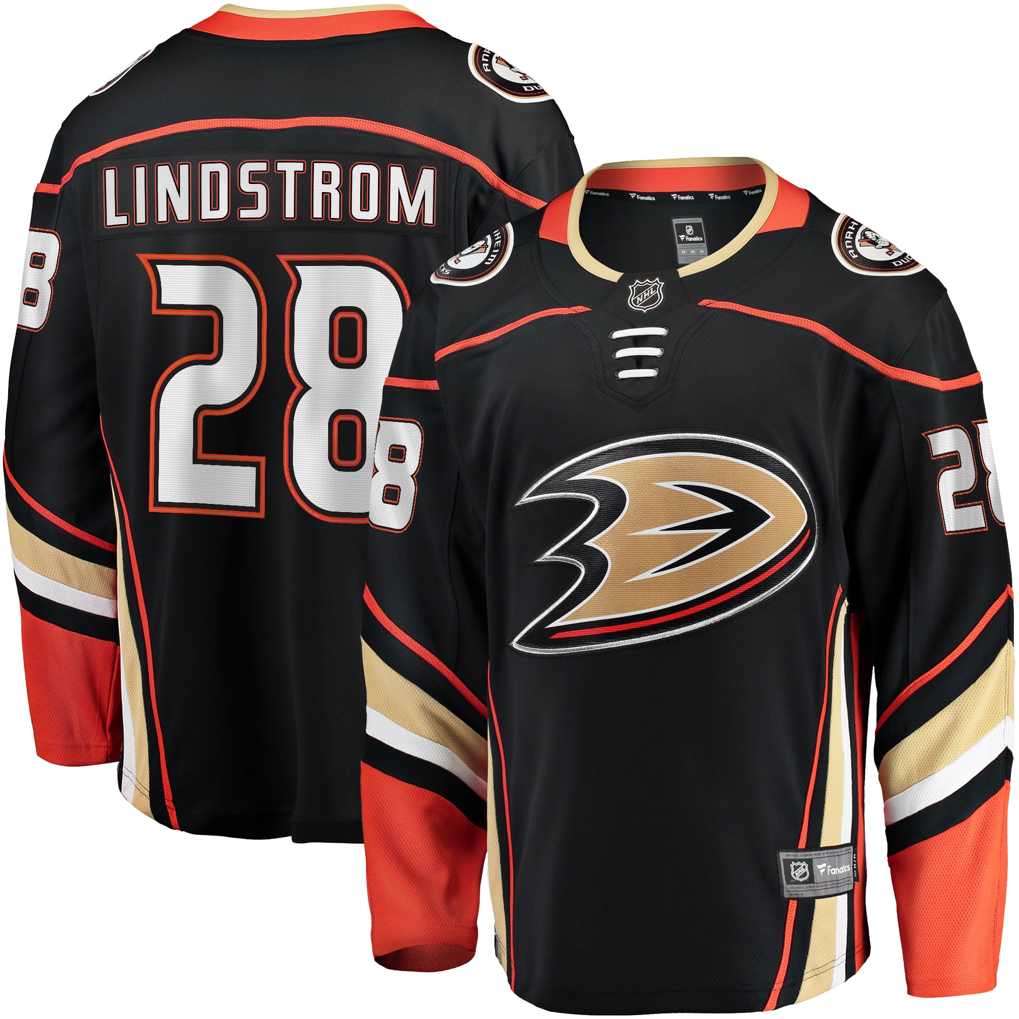 Gustav Lindstrom Anaheim Ducks Branded Home Premier Breakaway Player Jersey – Black