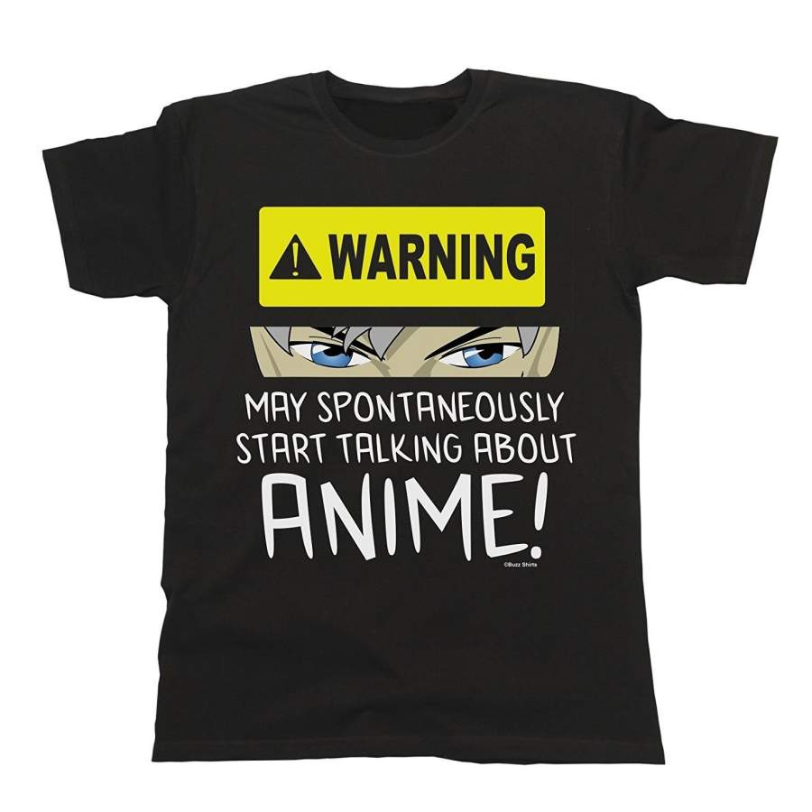 Warning May Spontaneously Talk About Anime Mens T-Shirt  Fashion Cotton T-Shirt