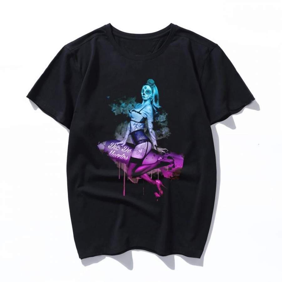 pin up muertos Female Short Sleeve KPOP T-shirt Aesthetic High Quality Haut Femme Summer Top Tee Shirt Streetwear Cute Print Tshirts mens