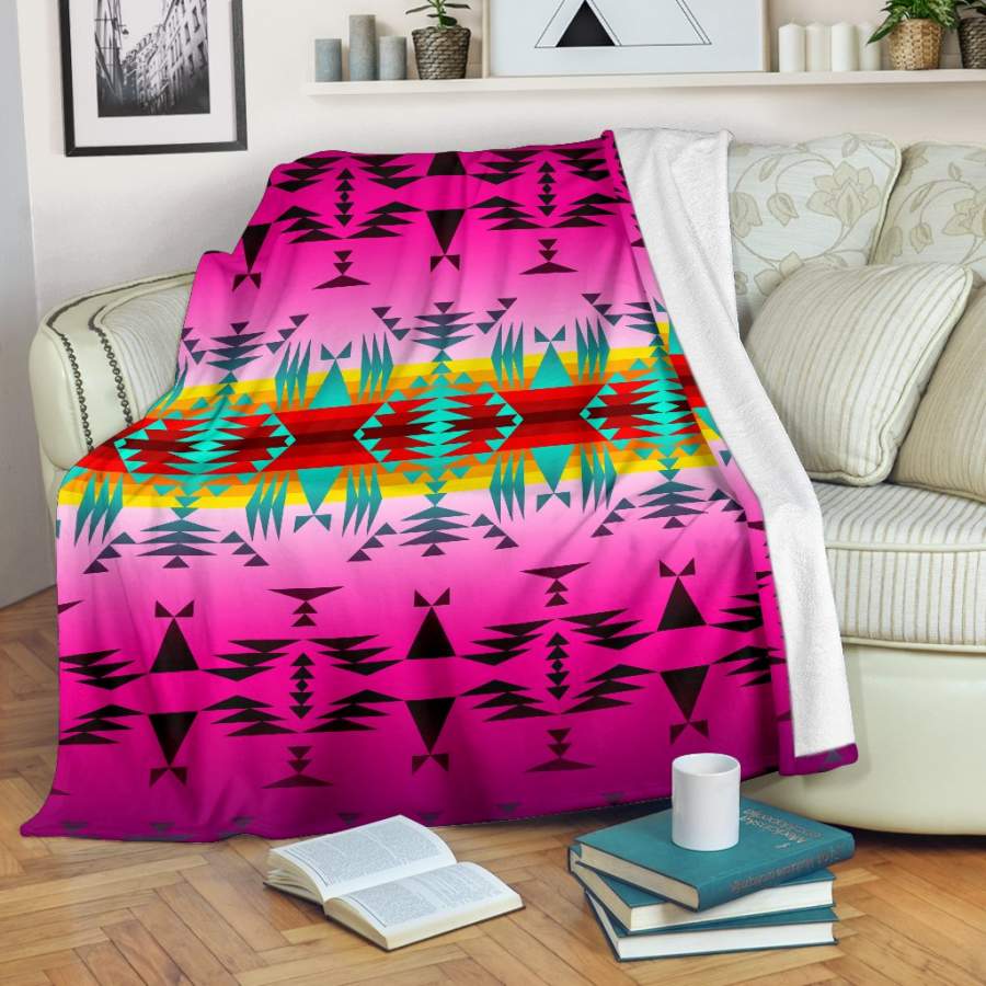 Purple Sunset Geometric Native Pattern Blanket