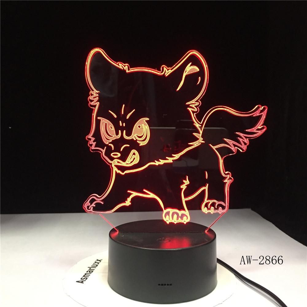 Puppy Angry Dog Design 3D Illusion Night Light Led Light