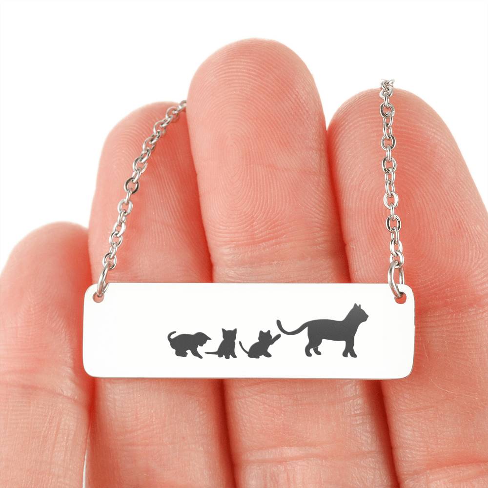 To My Mom – Personalized Mom Cat + 3 Kittens Necklace