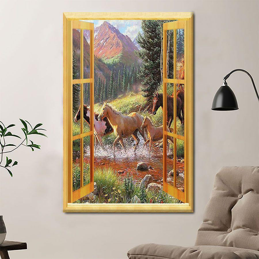 Window Frame Horse Poster Home Décor Gift For Men Women Grandma Grandpa Parents – Gigo Smart