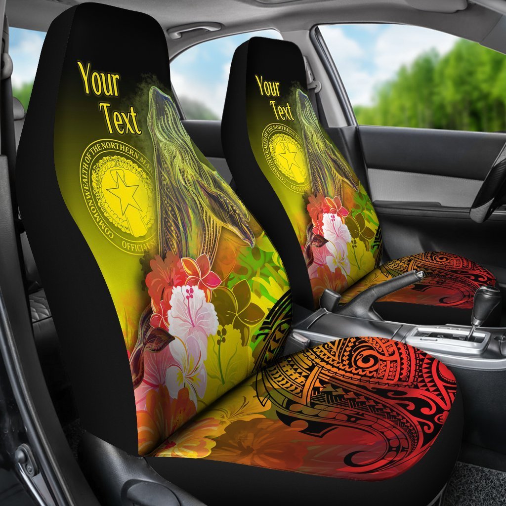 CNMI Personalised Car Seat Covers – Humpback Whale with Tropical Flowers (Yellow) – BN18