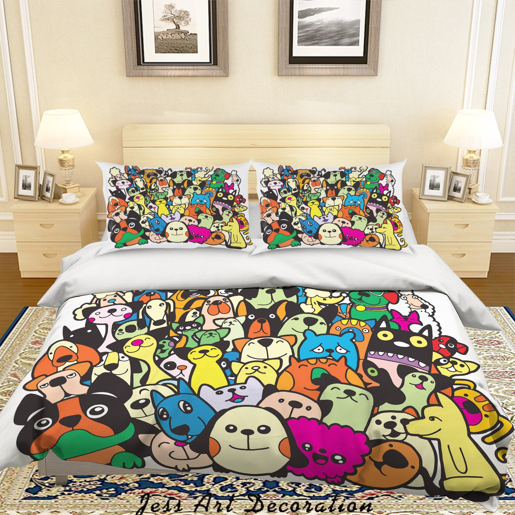 3D Graffiti Colorful Animal Quilt Cover Set Bedding Set Duvet Cover Pillowcases Lxl