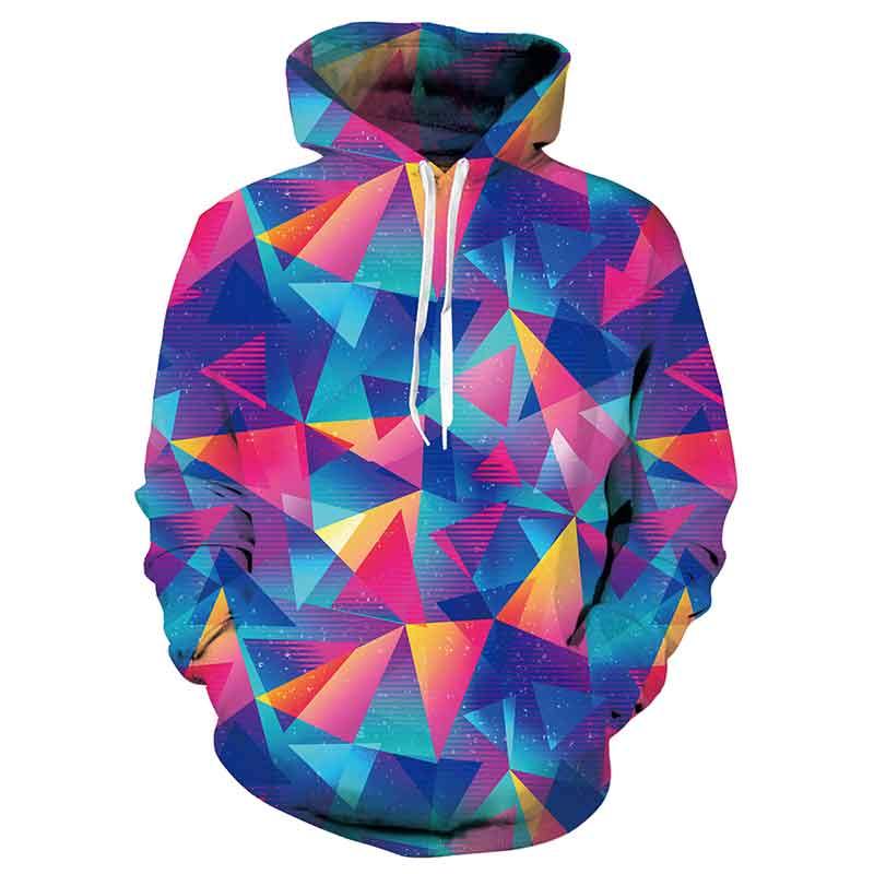 Mens Hoodies 3D Printed Triangle Pattern Printing Hoodies Chingontees