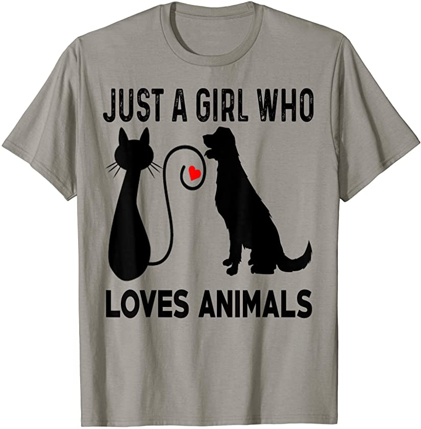 Womens Gift Just A Girl Who Loves Animals Dog Cat Funny Pets T-Shirt