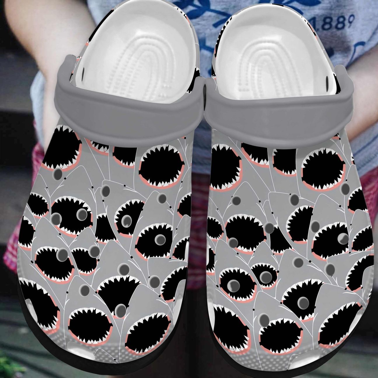 Shark Personalized Clog, Custom Name, Text, Color, Number Fashion Style For Women, Men, Kid, Print 3D Shark Frenzy V2