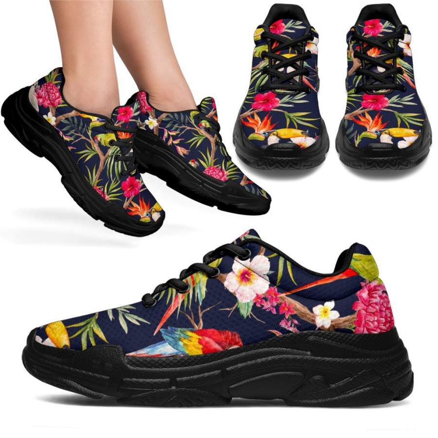 Parrot Toucan Tropical Pattern Print Chunky Sneakers