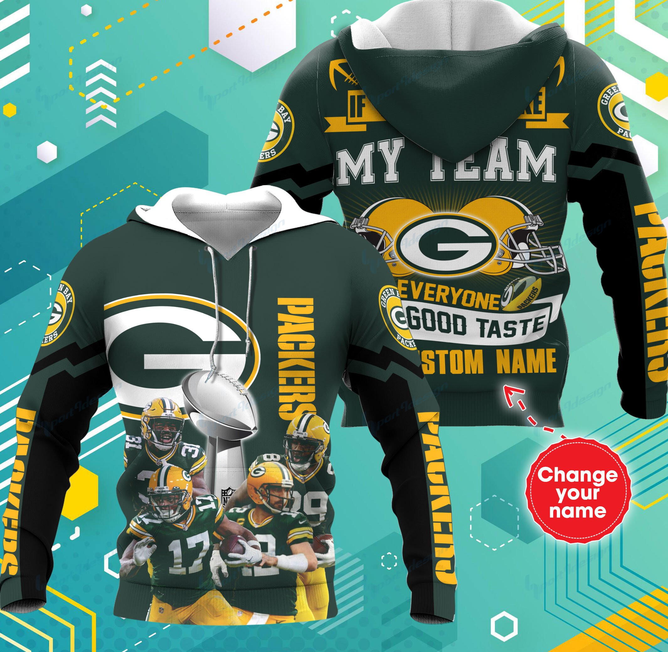 Green Bay Packers Personalized All Over Printed 639