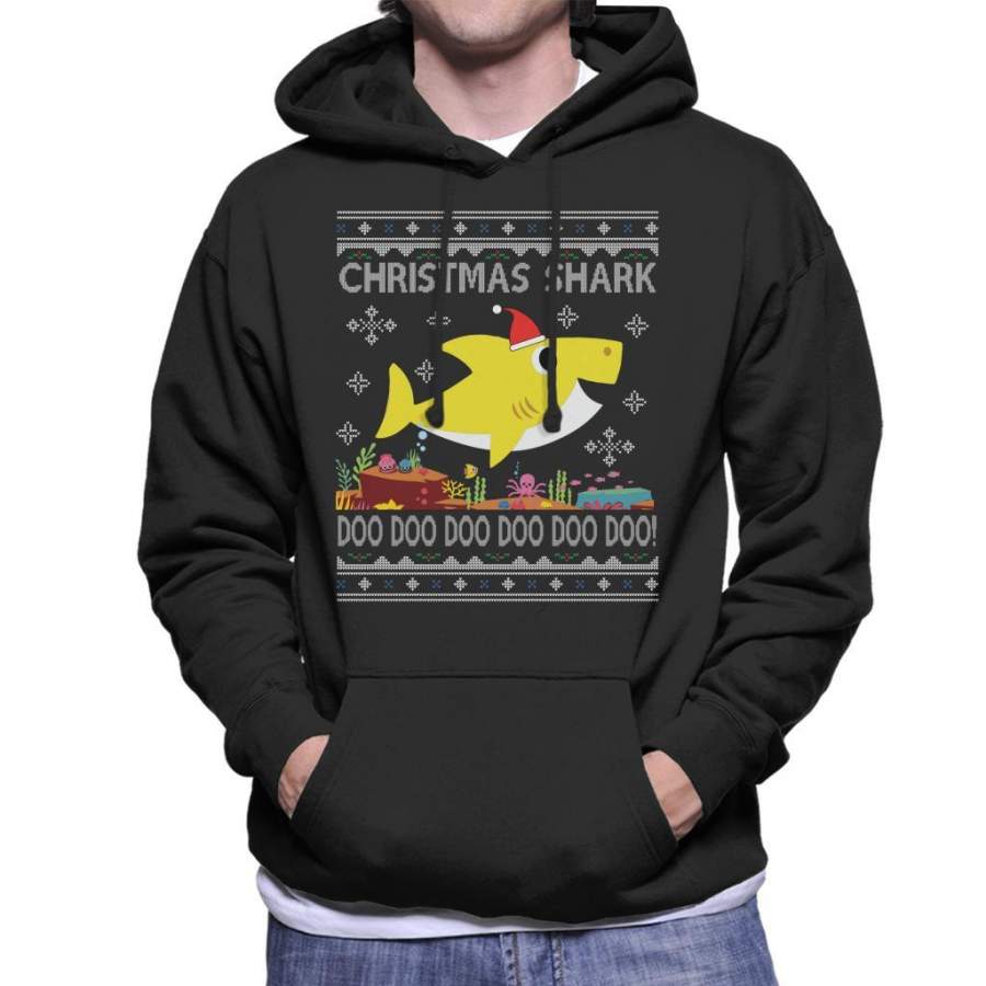 Baby Shark Christmas Knit Men’s Hooded Sweatshirt