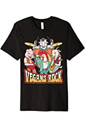 Vegans Rock Funny Vegan Cute Animal Band Retro Vintage Gift Premium T-Shirt