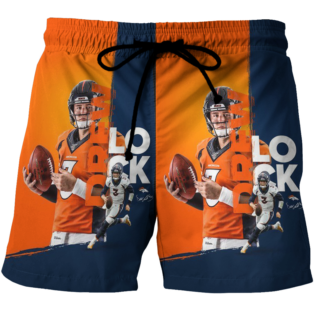 Denver Broncos Drew Lock1 3D All Over Print Summer Beach Hawaiian Short