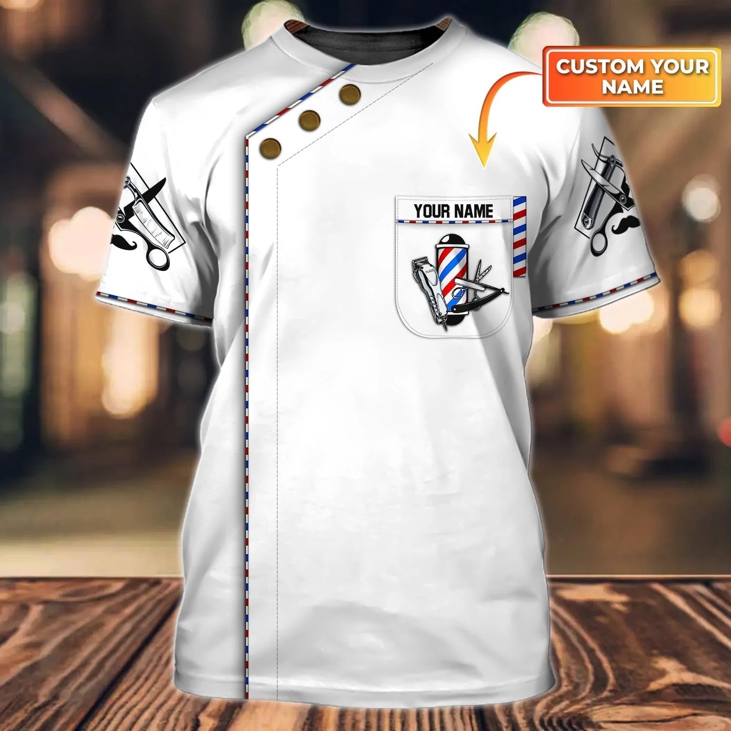 Personalized Name 3D Sublimation Barber Tshirt, Gift For Barber Men Women, White Barber Tee Shirt