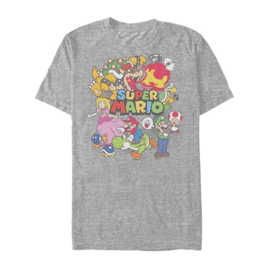 Super Mario Crew – Nintendo Heather Grey T-Shirt