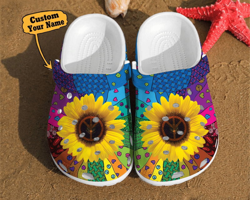 Sunflower Hippie Pattern Girl Classic Style Birthday clog Shoes Hippie