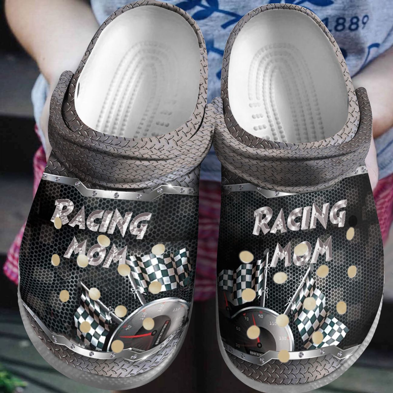 Racing Personalized Clog, Custom Name, Text, Color, Number Fashion Style For Women, Men, Kid, Print 3D Racing Mom