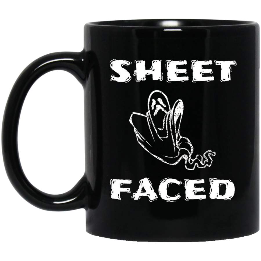 Sheet Faced- Haloween 31 October Party Funny Gift Mugs 11 oz 15 oz Black Mug