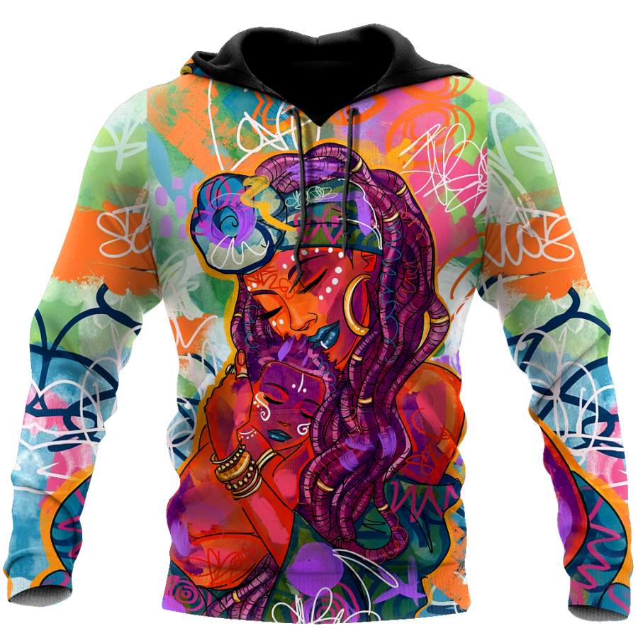 African Strong Mom And Son Unisex Deluxe Hoodie ML