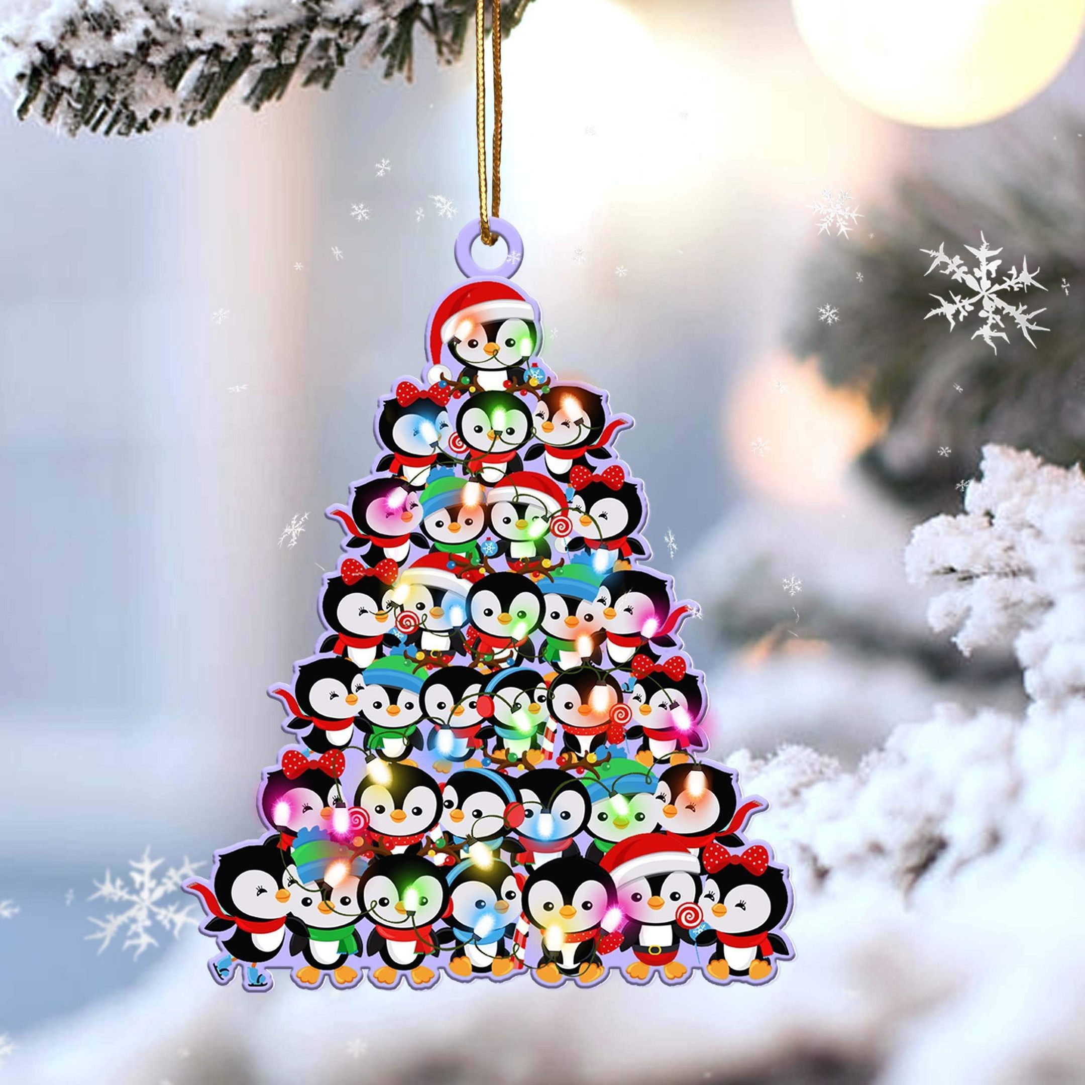 Shopeeyou – Penguin Lovely Tree Gift For Penguin Lover Ornament Two Sided Ornament, Christmas Ornament, Car Ornament, Shaped Ornament