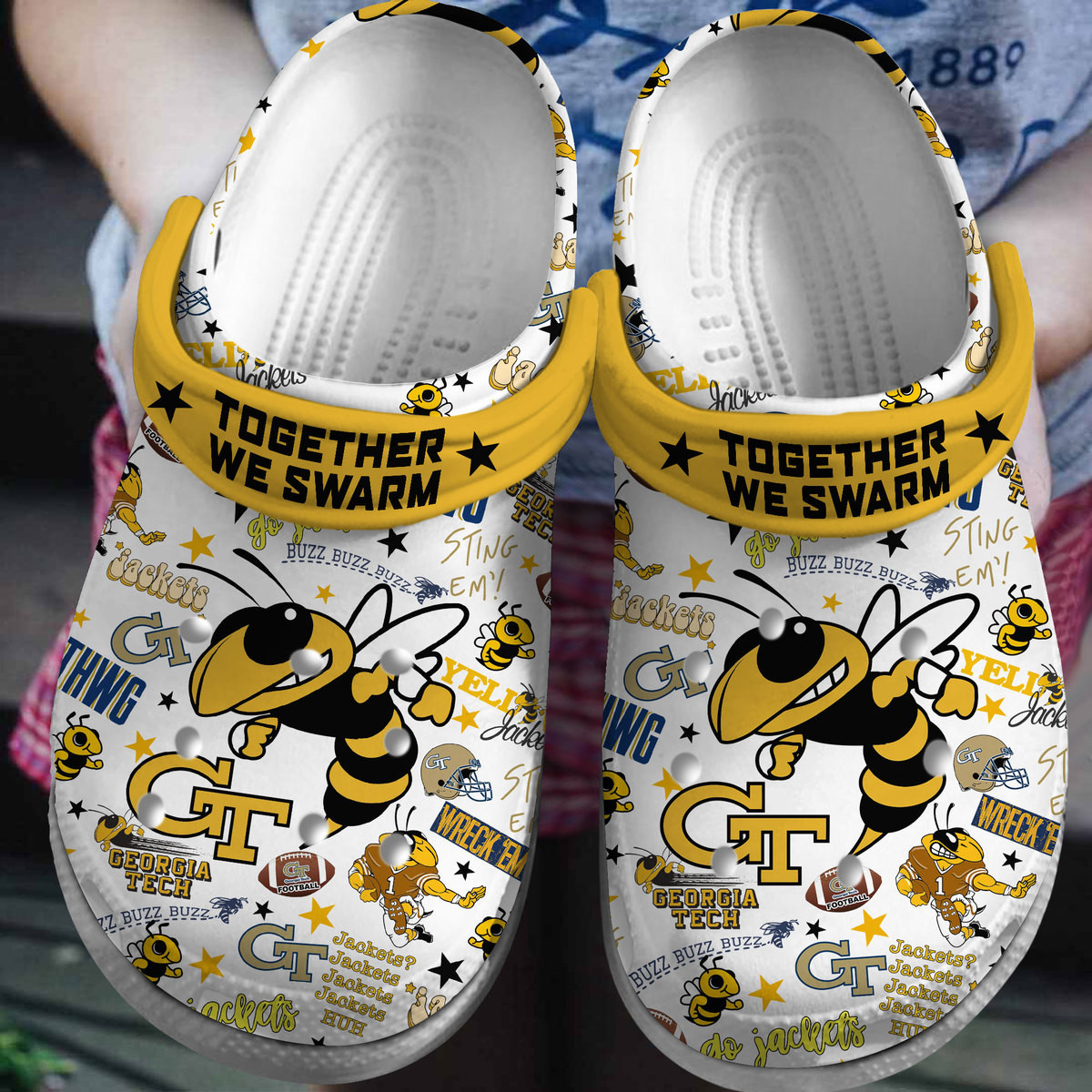 Georgia Tech Yellow Jackets NCAA Sport Crocss Crocband Clogs Shoes Comfortable For Men Women and Kids