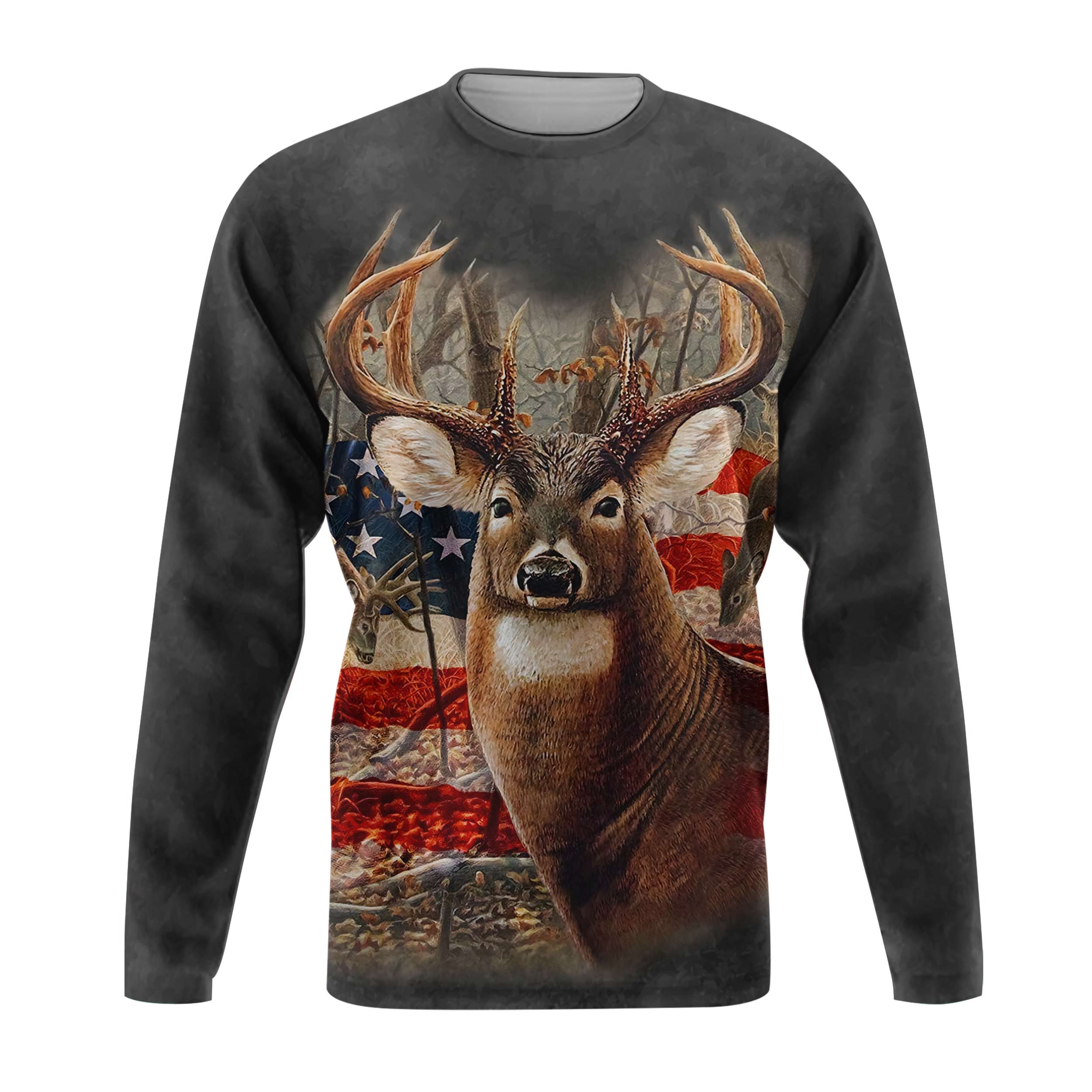 ViticStore™ Deer & US Flag Hunting Season 3D- Grey & Brown Shade All Over Printed 3XL Sweatshirt